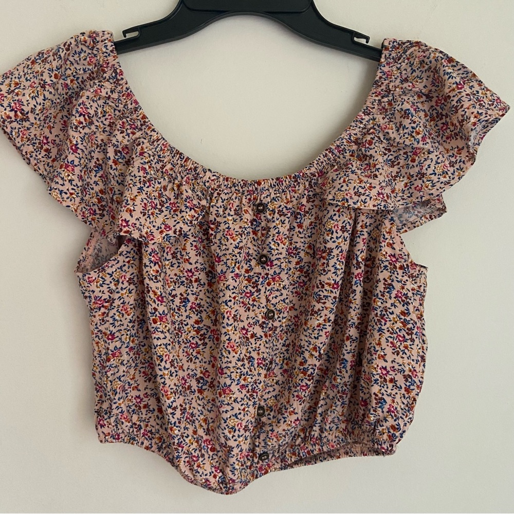 Xhilaration Small Multi Colored Floral Crop Top
